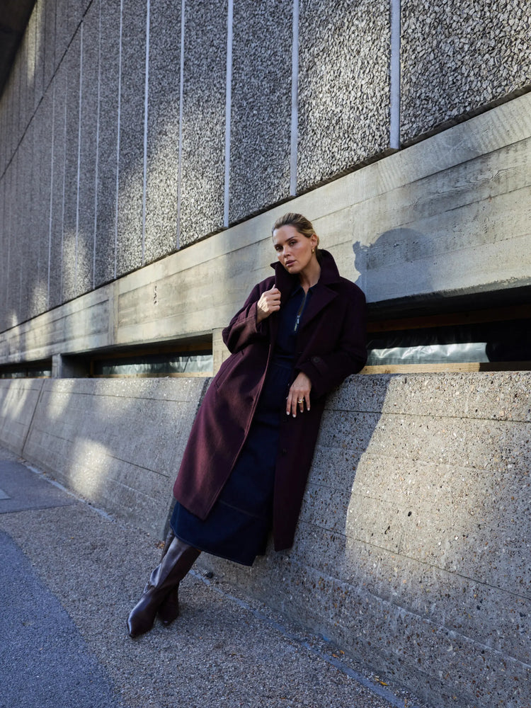 Plum Wool Blend Tailored Coat