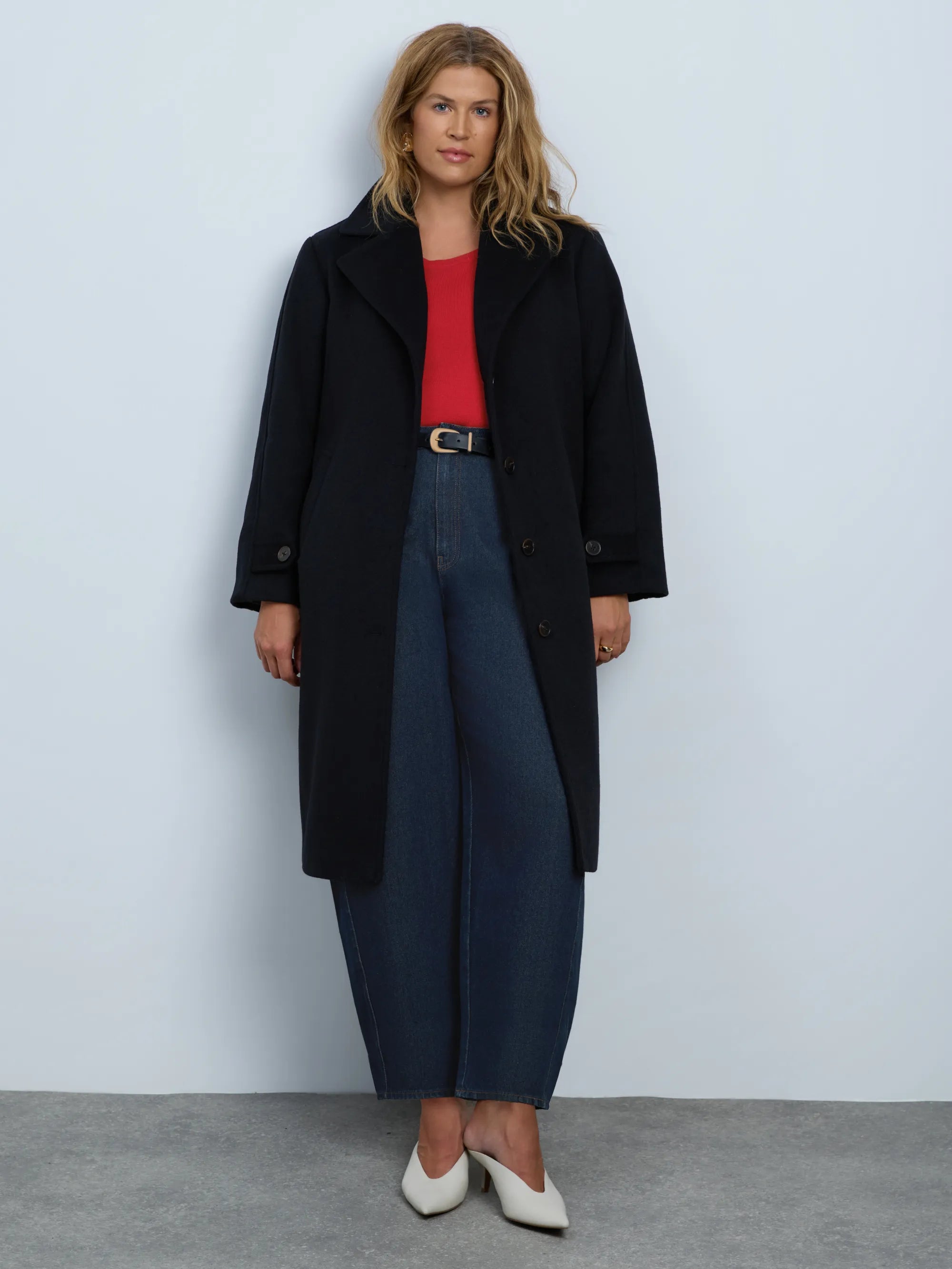 Black Wool Blend Tailored Coat
