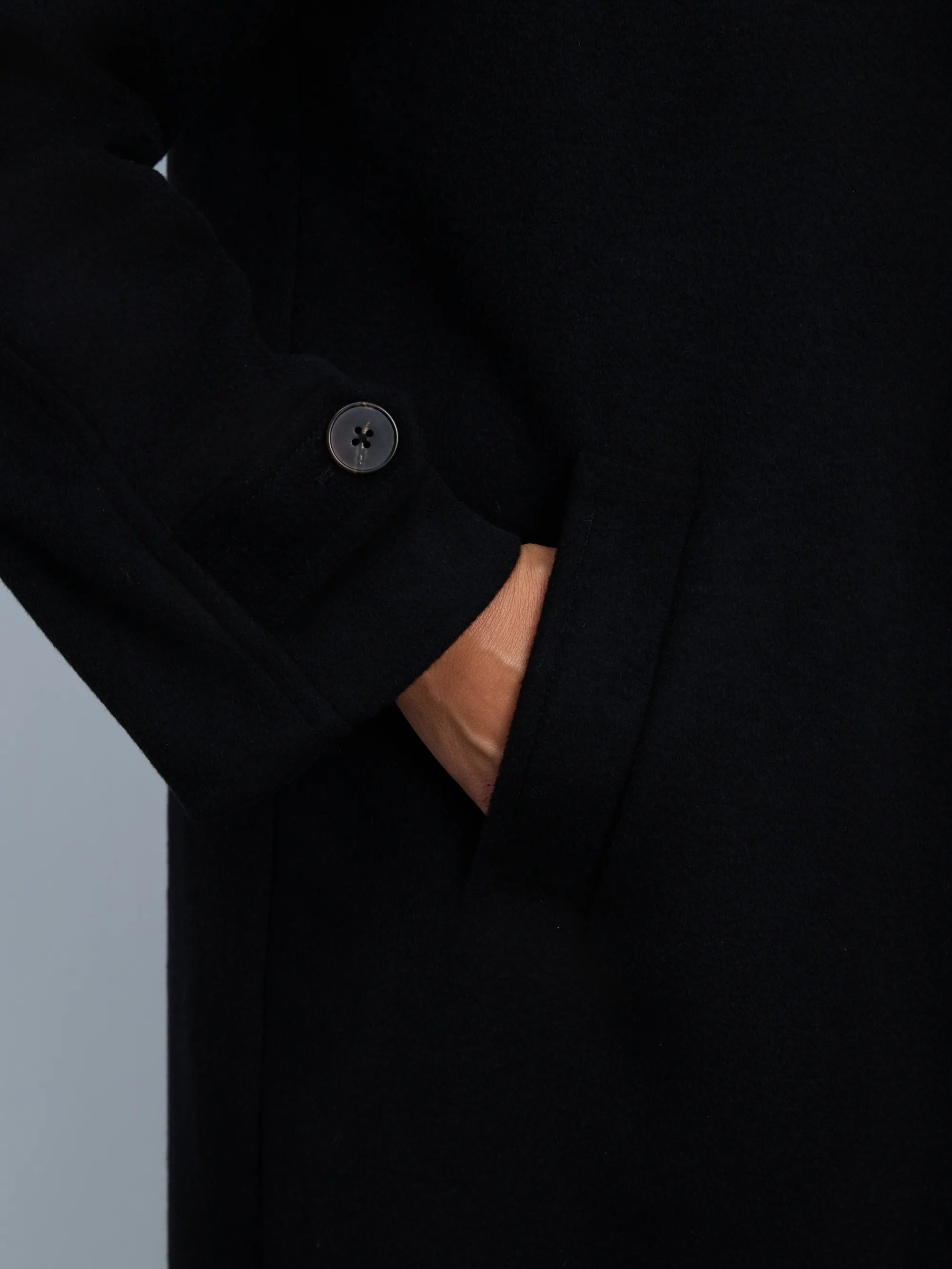 Black Wool Blend Tailored Coat