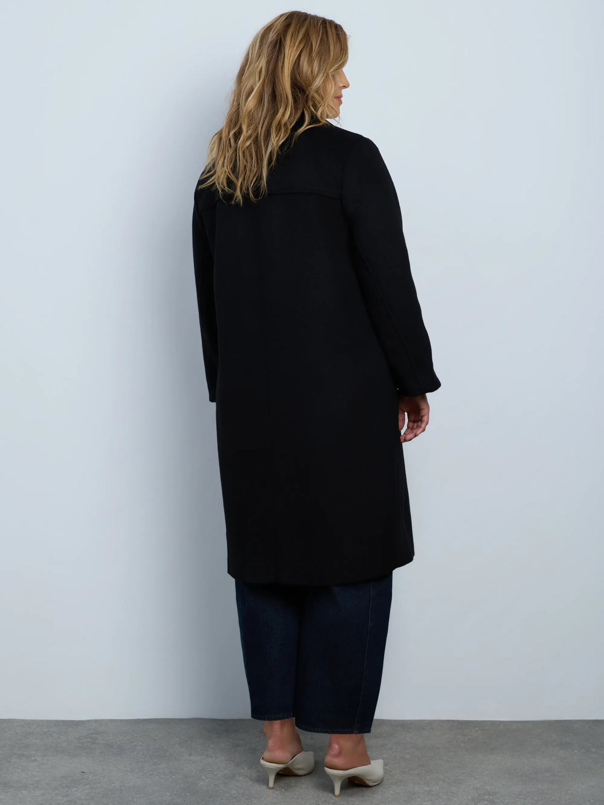 Black Wool Blend Tailored Coat