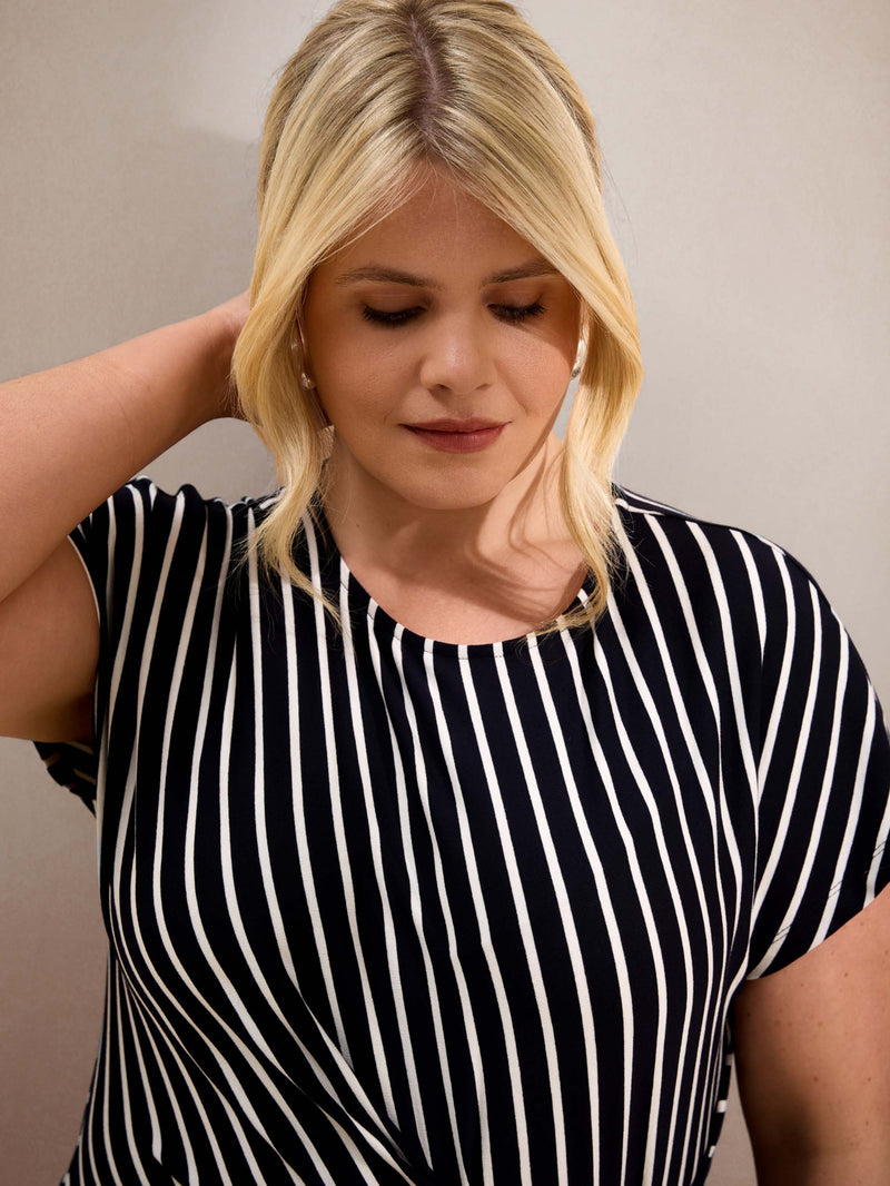Navy Stripe Jersey Side Tie Top