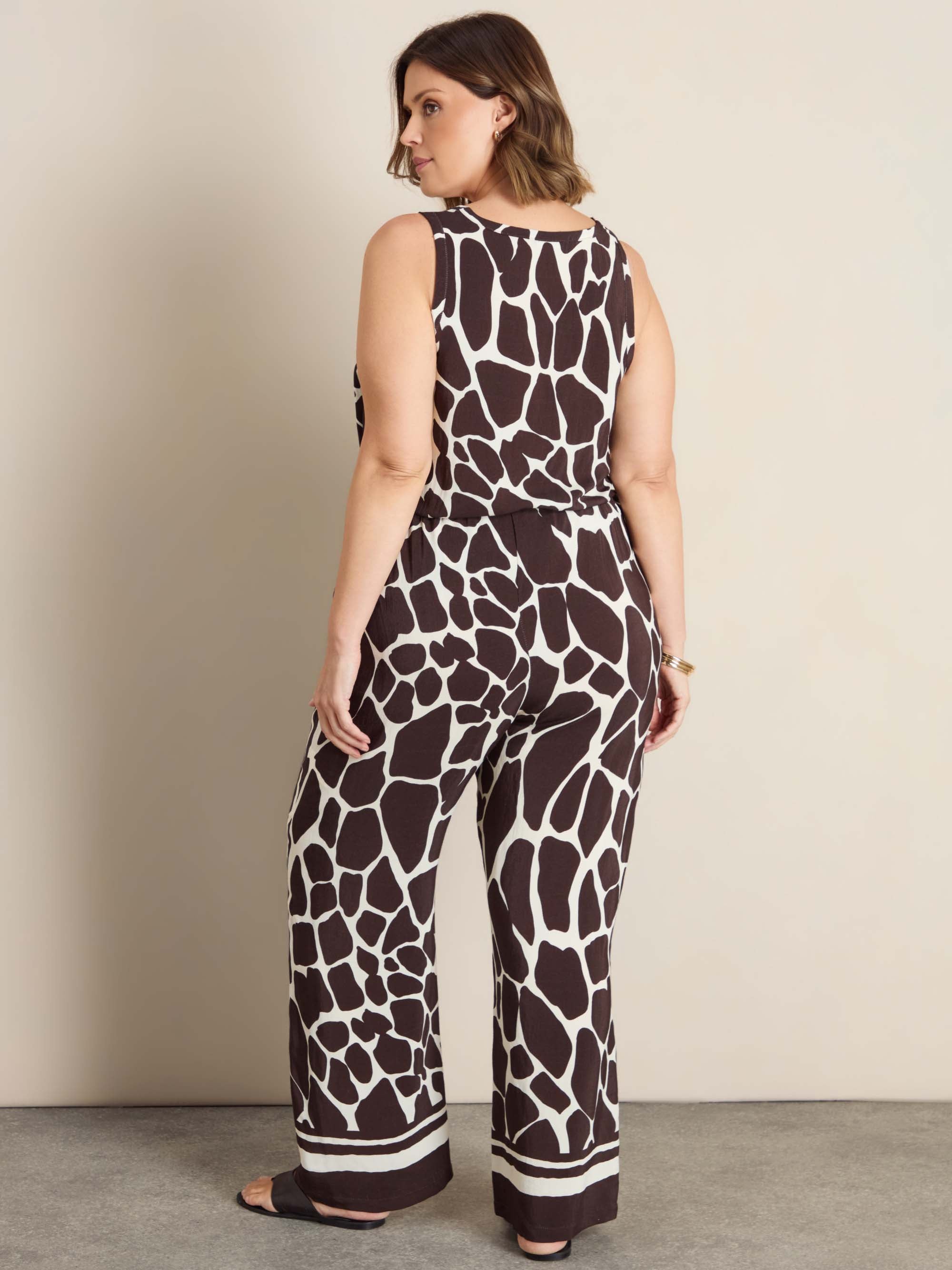 Plus Size Brown Animal Print Vest Top with Scoop Neckline