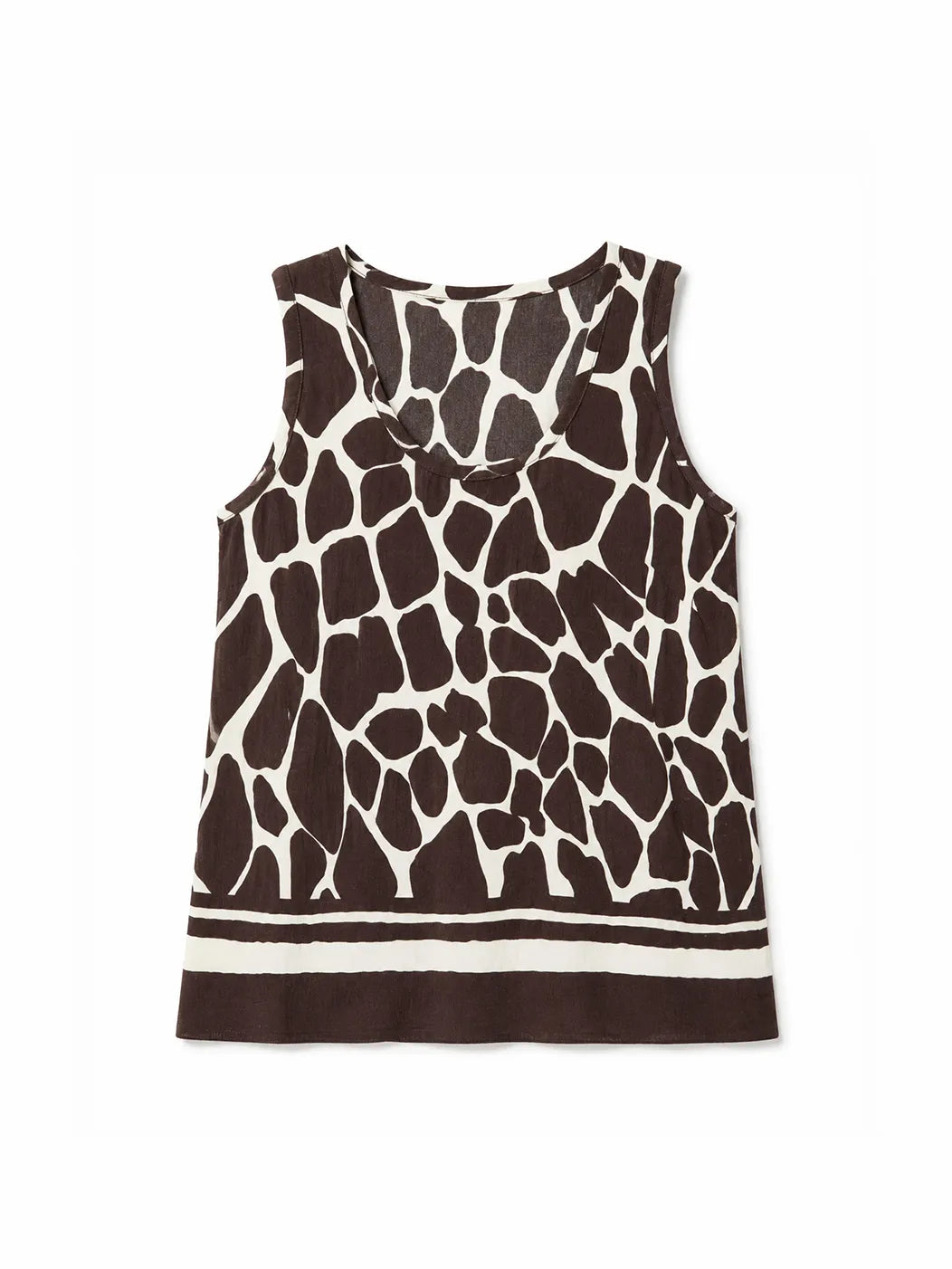 Brown Animal Print Scoop Neck Vest