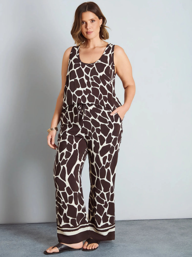 Brown Animal Print Wide Leg Trousers