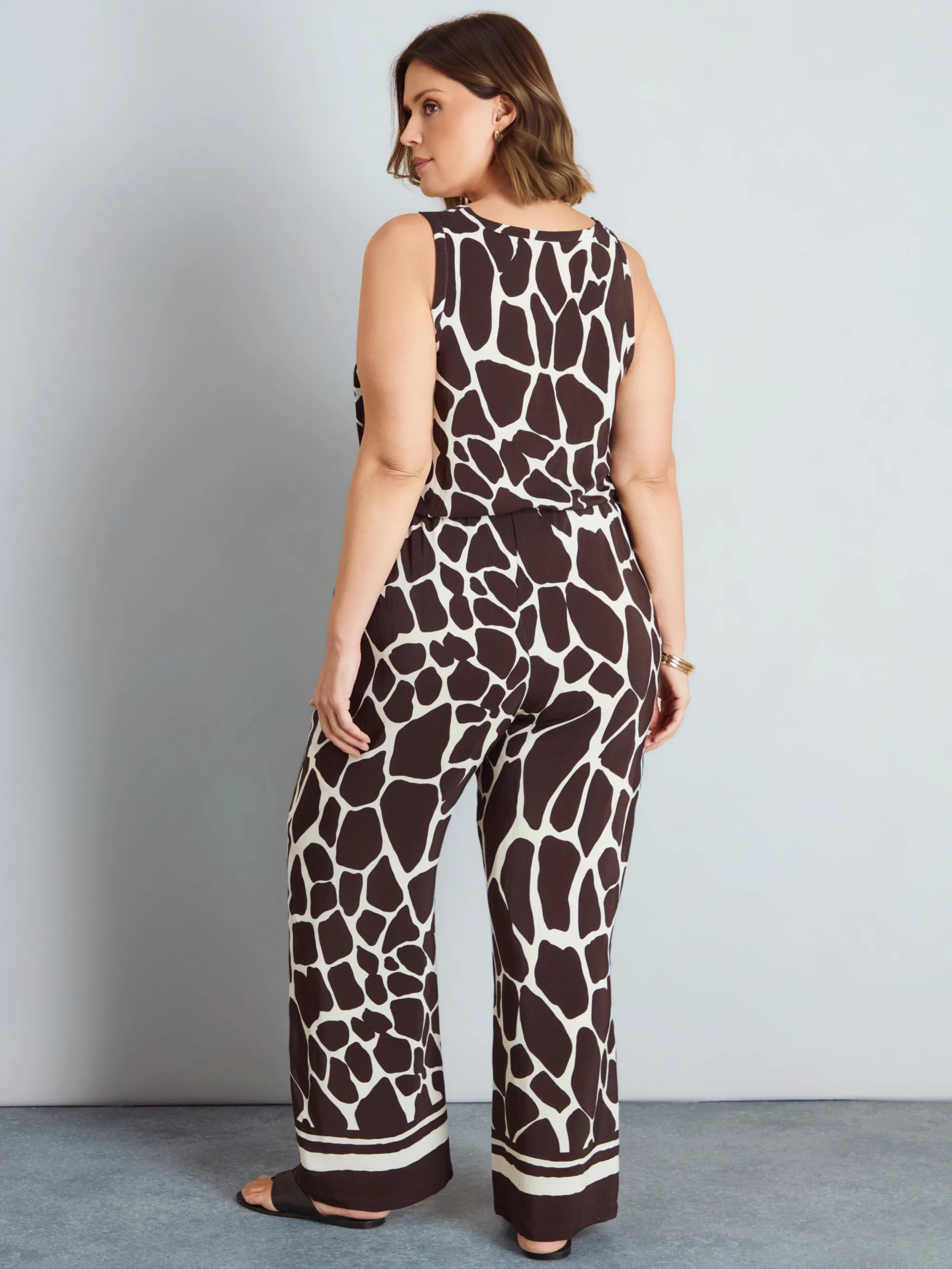 Brown Animal Print Wide Leg Trousers