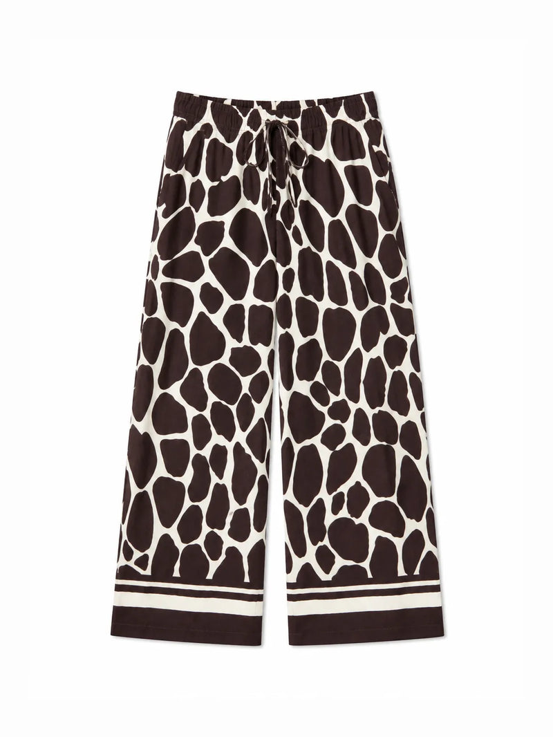 Brown Animal Print Wide Leg Trousers