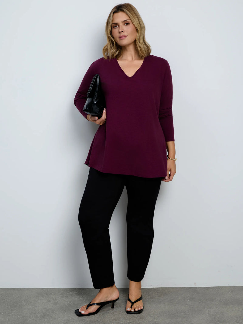 Plus size plum V-neck longline top