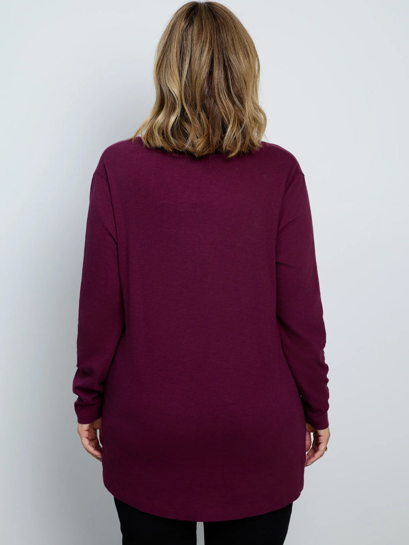 Plus size plum V-neck longline top