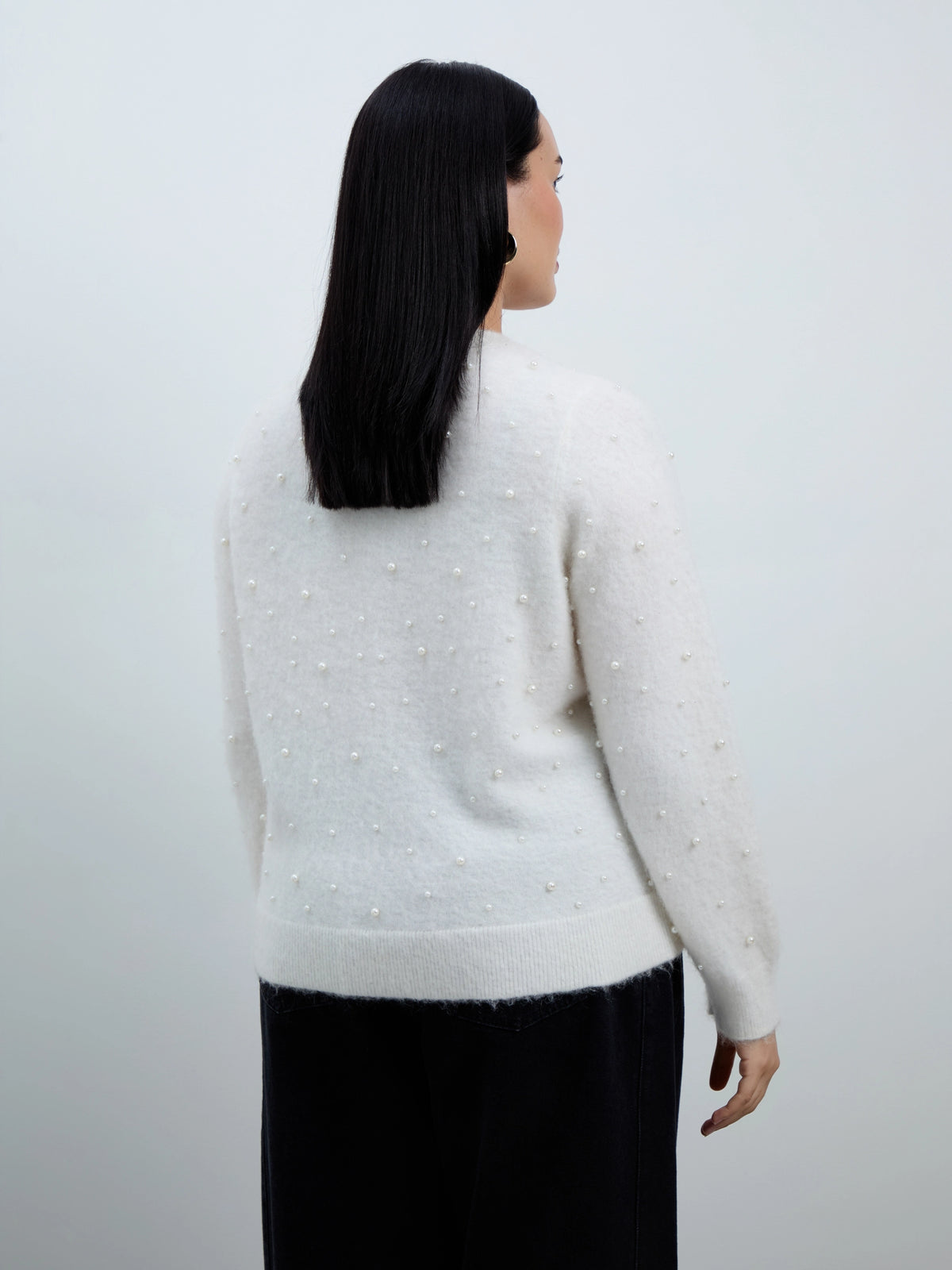 White Pearl Button Through Cardigan With Mohair