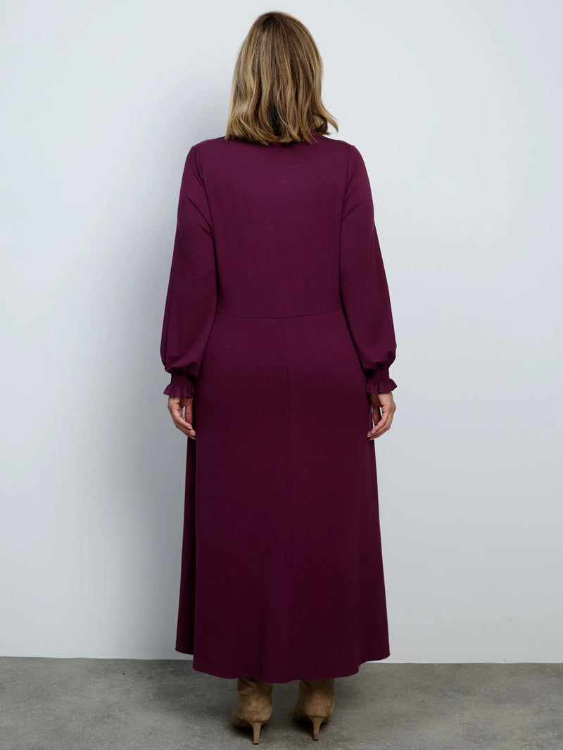 Plus size burgundy jersey midaxi dress