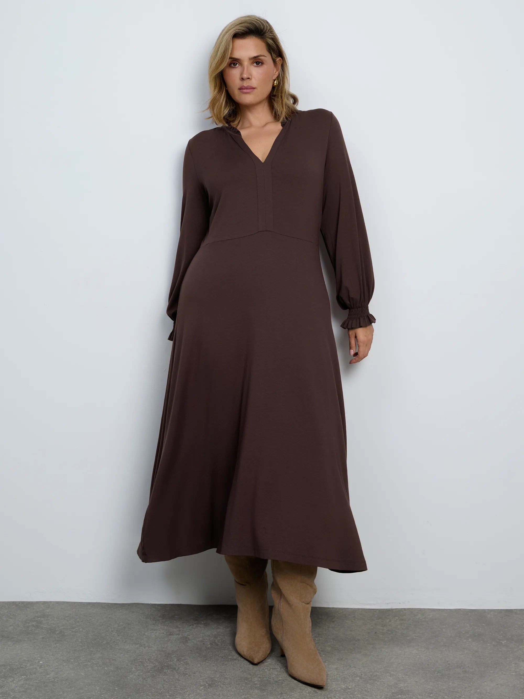Plus size chocolate jersey midaxi dress