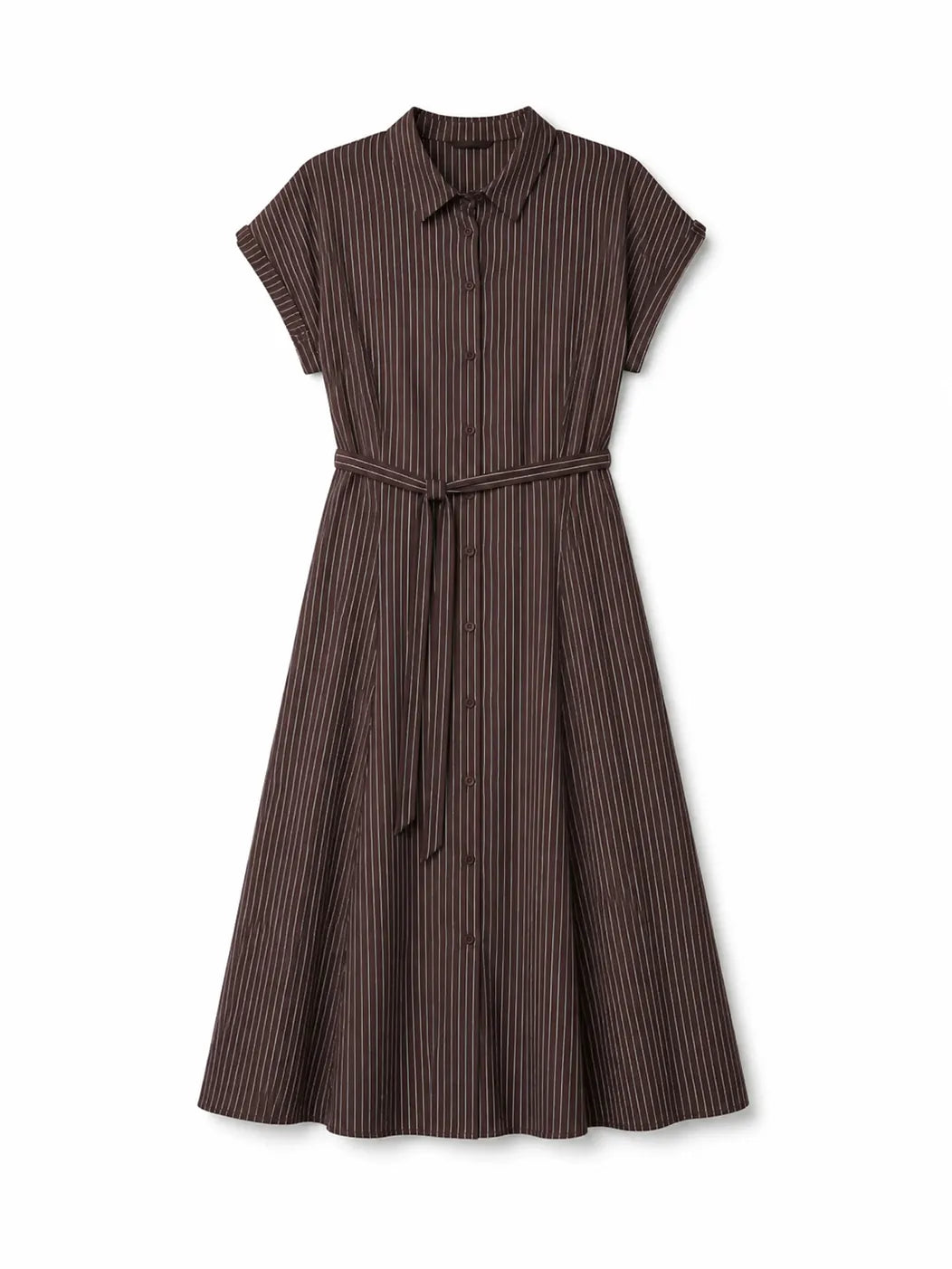 Petite Brown Stripe Midaxi Shirt Dress