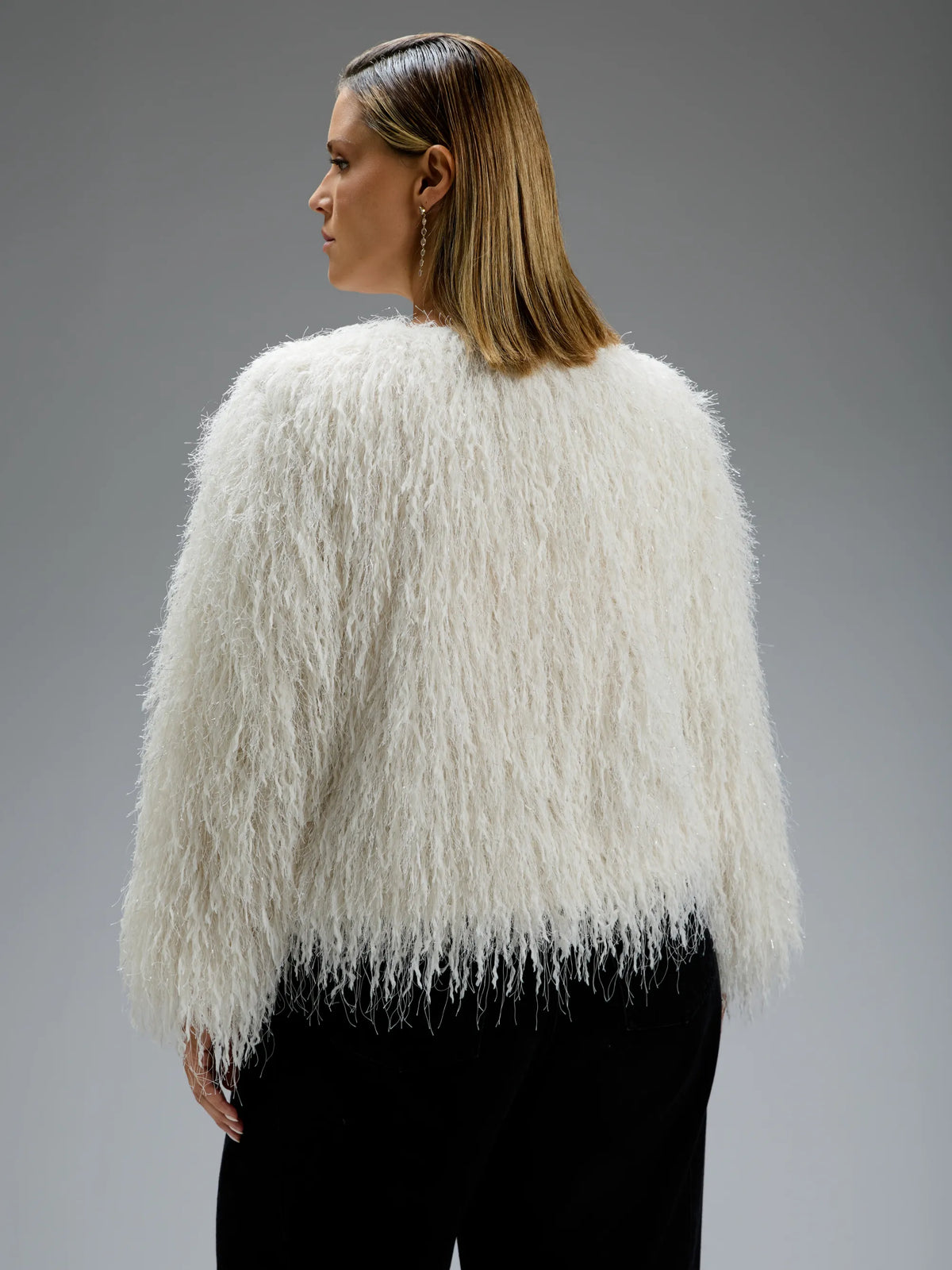Ecru Lurex Fringe Jacket