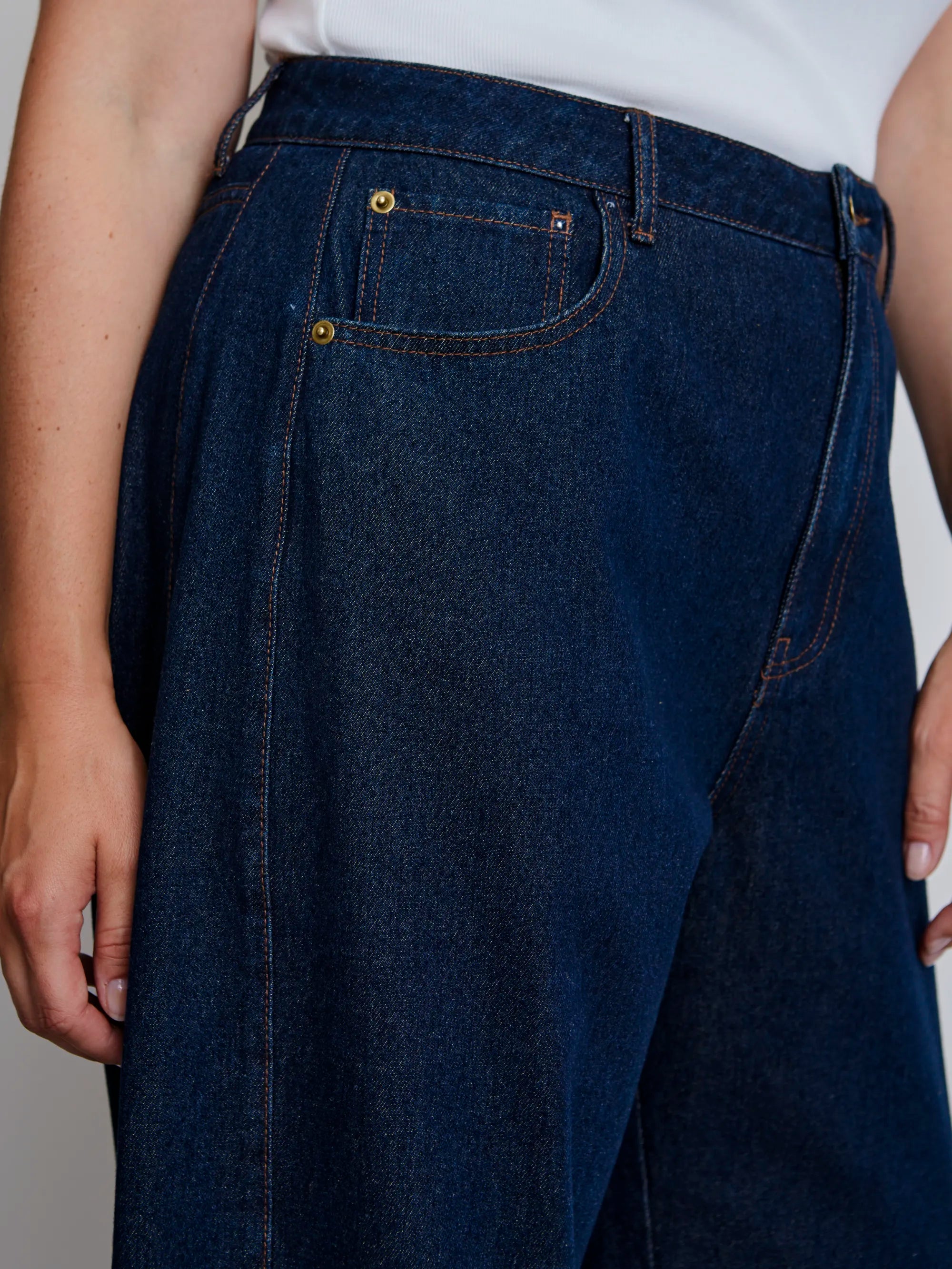 Dark Denim Barrel Leg Jeans