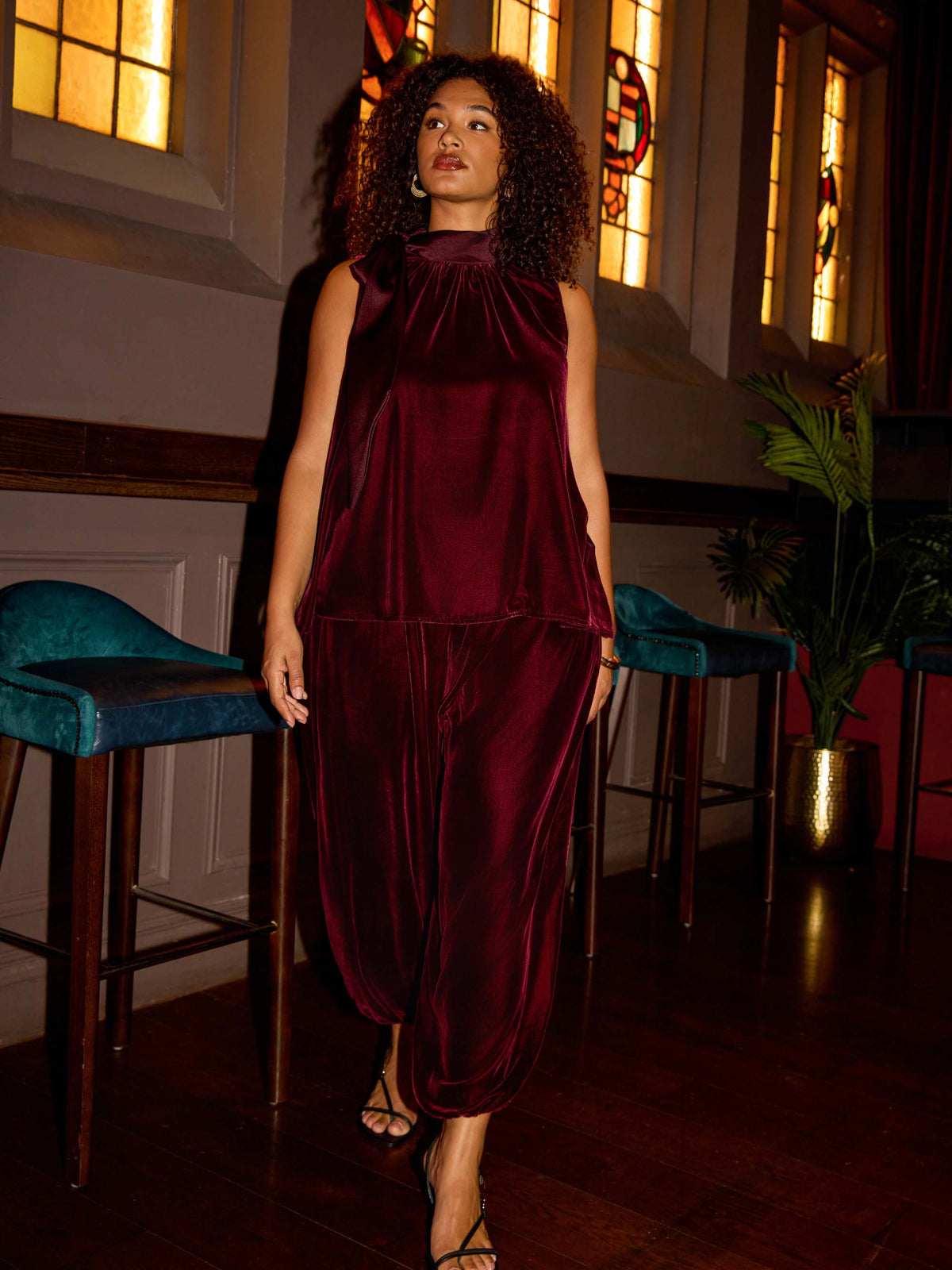 Plum Velvet Balloon Trousers