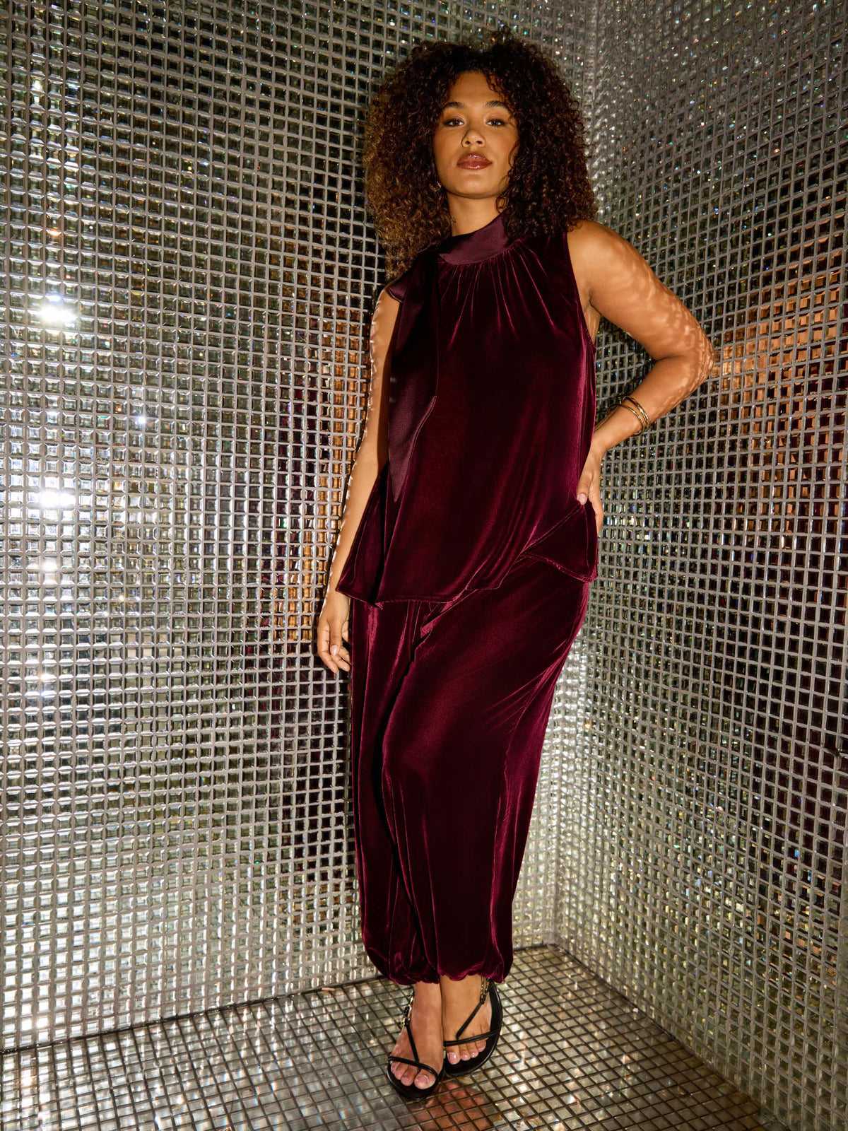Plum Velvet Balloon Trousers