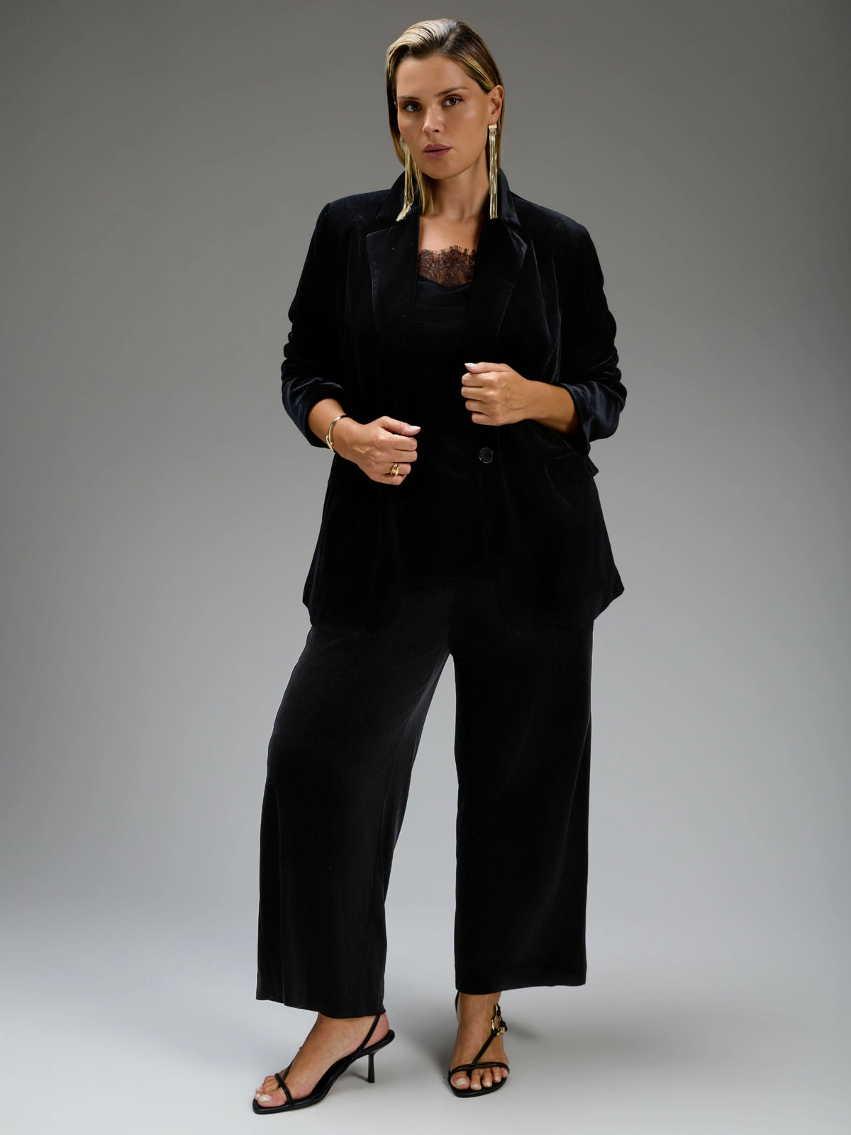 Black Velvet Wide Leg Trouser