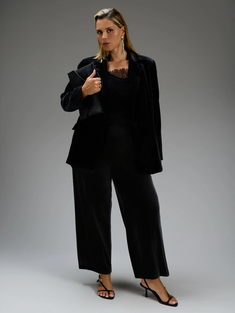 Black Velvet Wide Leg Trouser