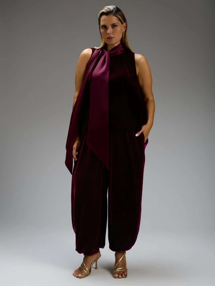 Plum Velvet Balloon Trousers