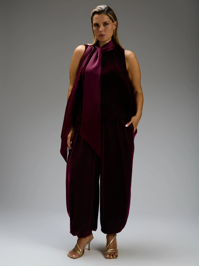 Plum Velvet Balloon Trousers