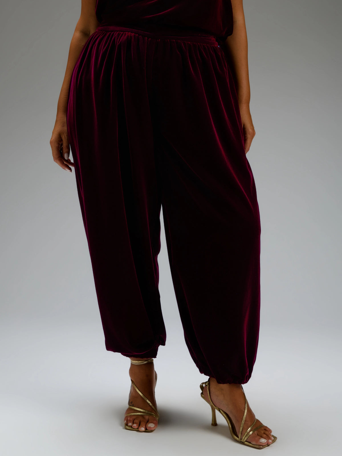 Plum Velvet Balloon Trousers