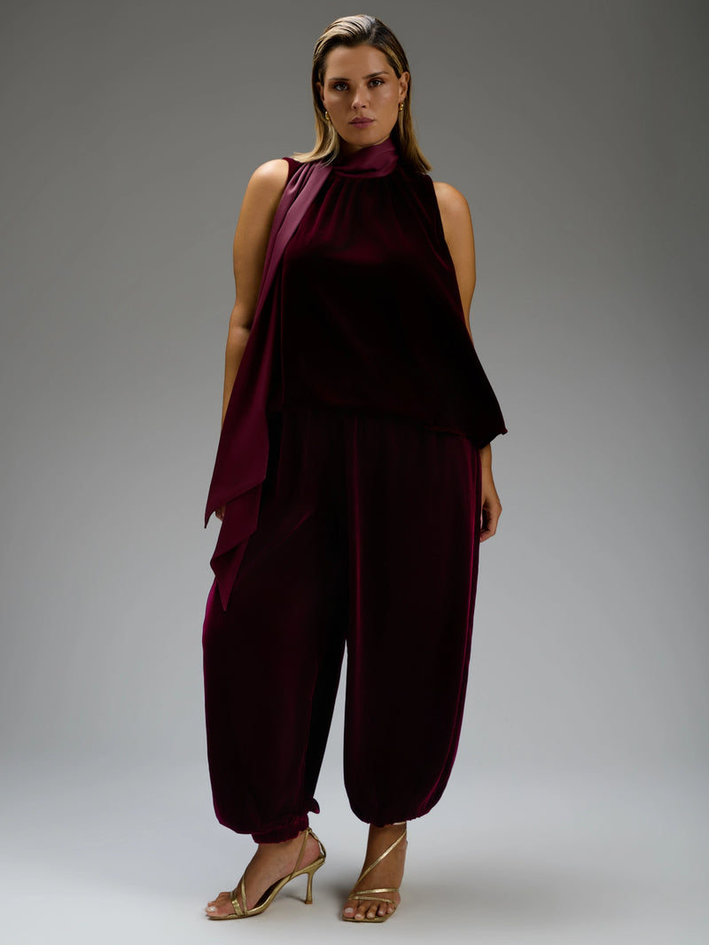 Plum Velvet Balloon Trousers