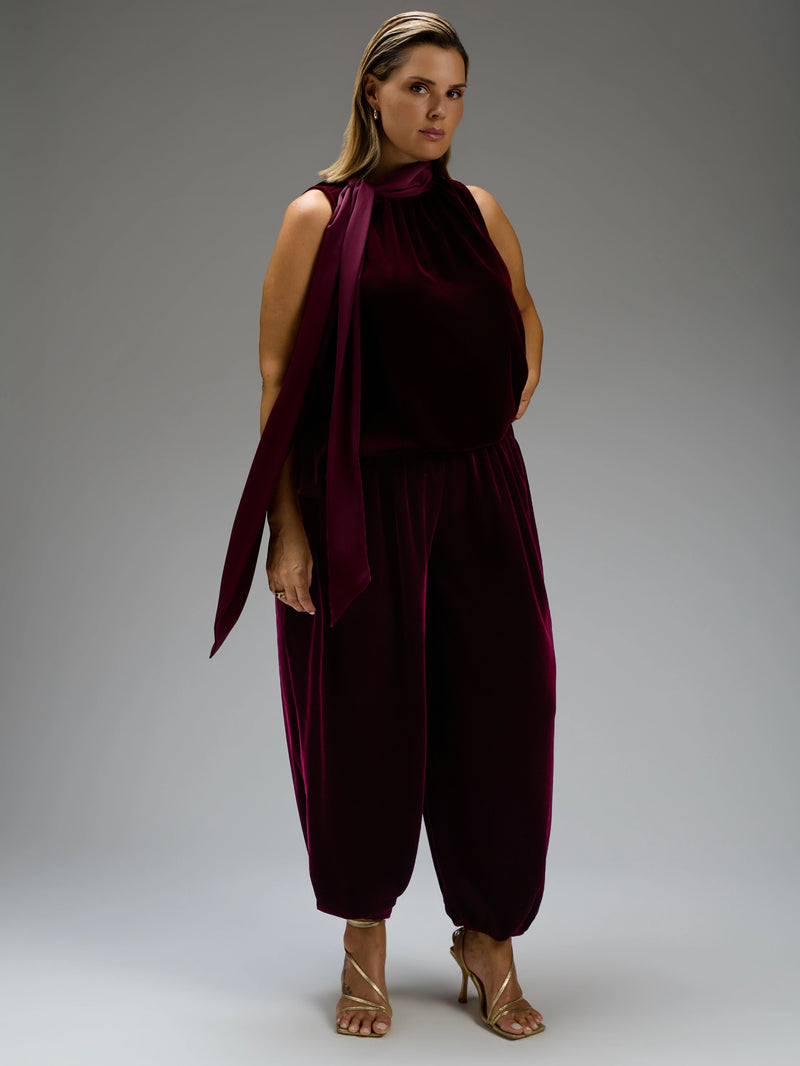 Plum Velvet Balloon Trousers