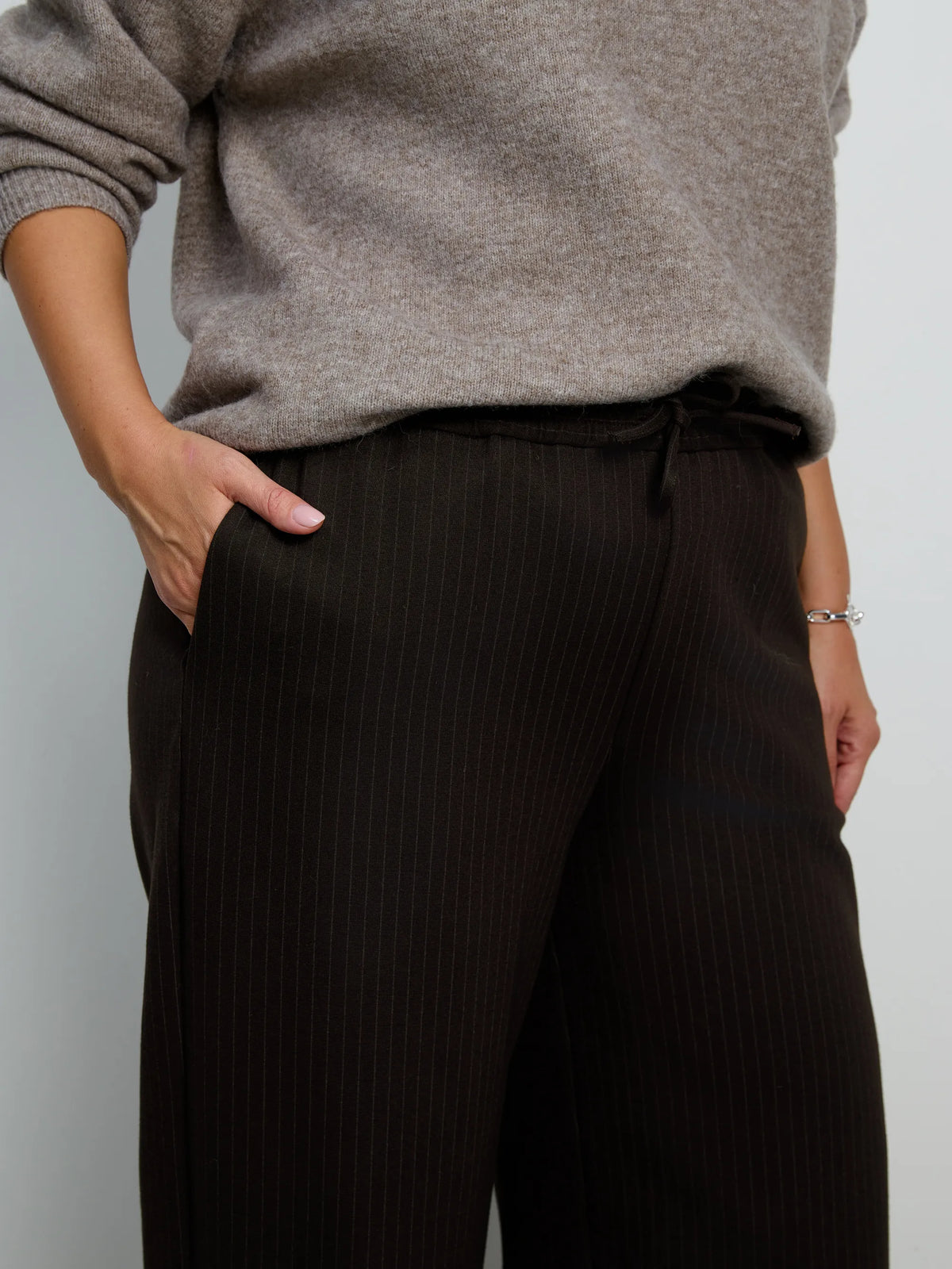 Brown Stripe Wide leg Trousers