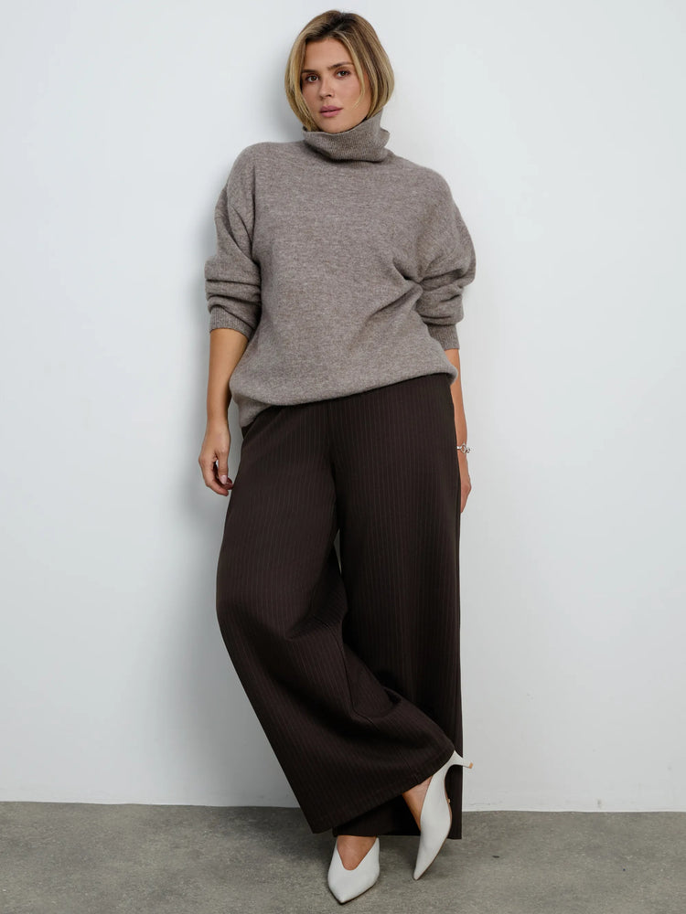 Brown Stripe Wide leg Trousers