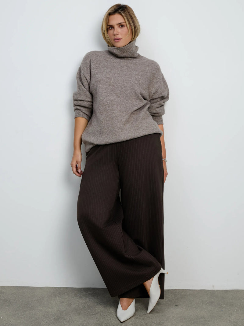 Brown Stripe Wide leg Trousers