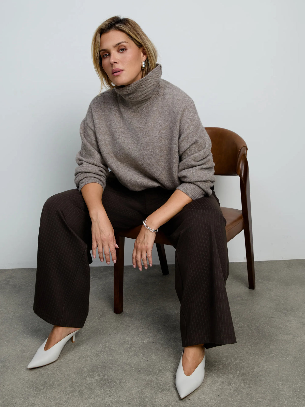 Brown Stripe Wide leg Trousers