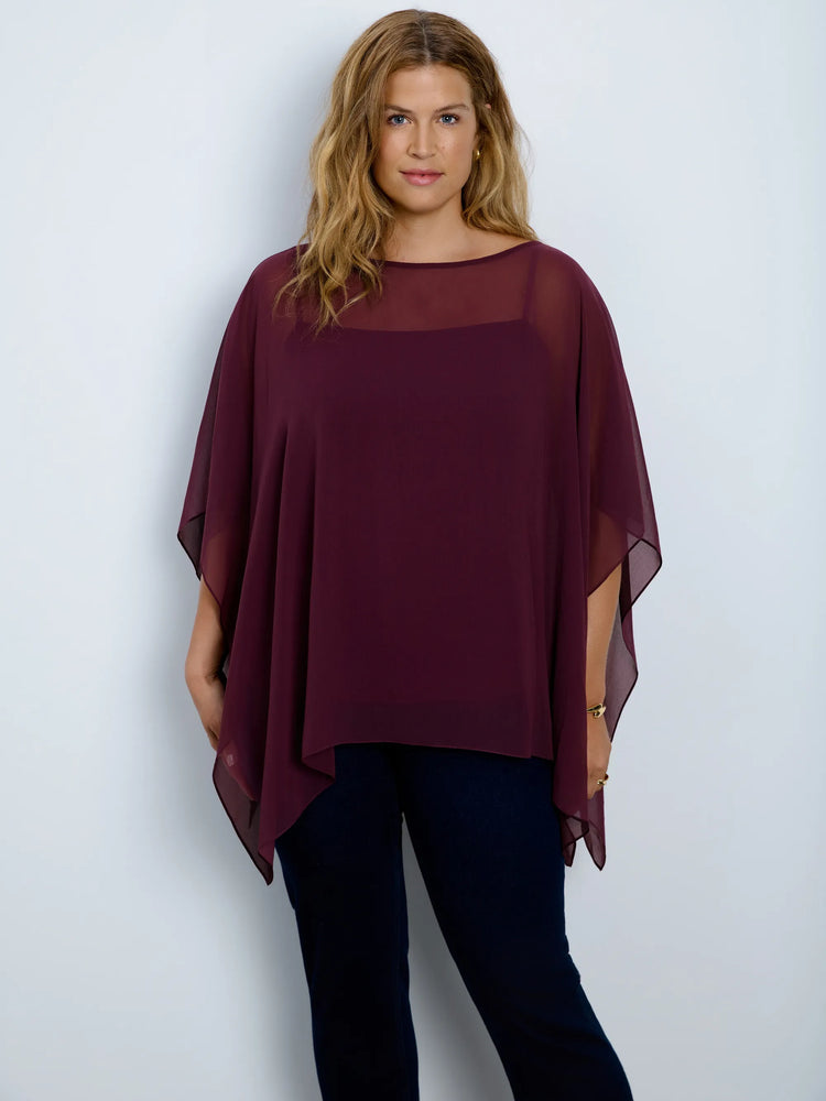 Plus Size Burgundy Cape Overlay