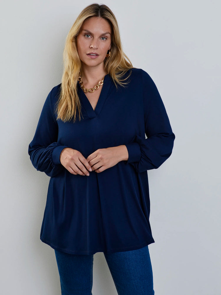 Navy Jersey Nehru Collar Tunic