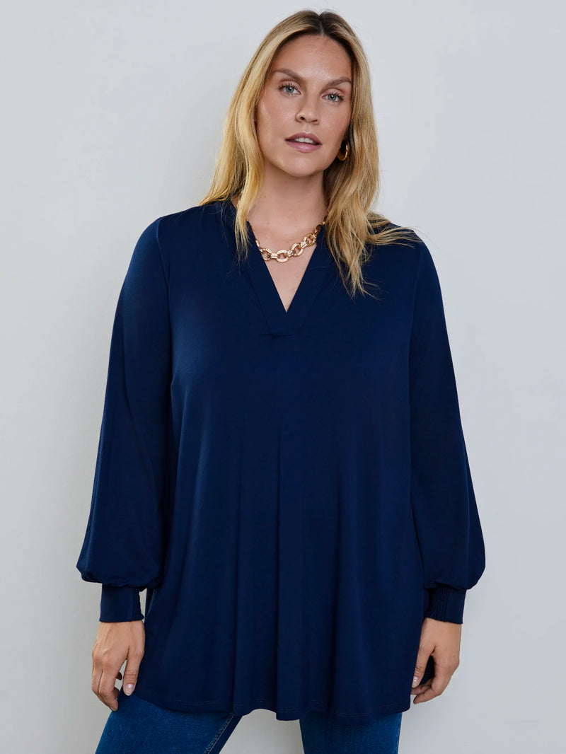 Navy Jersey Nehru Collar Tunic