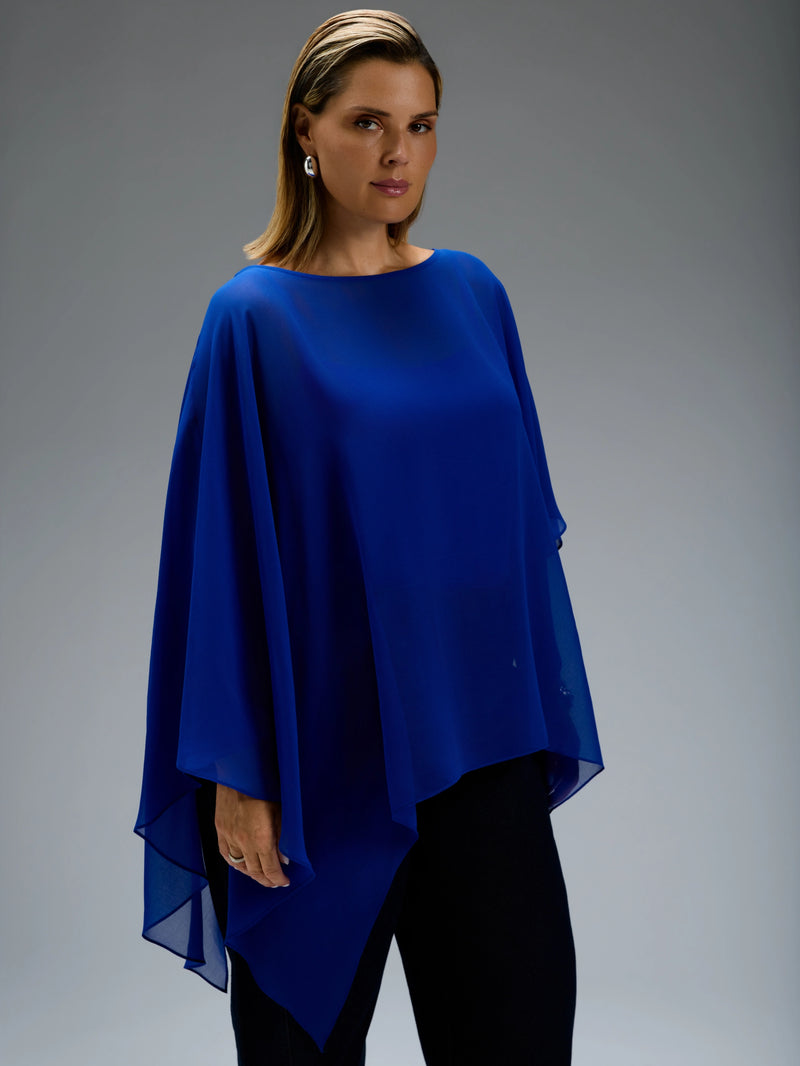 Blue Asymmetric Sheer Cape With Detachable Cami