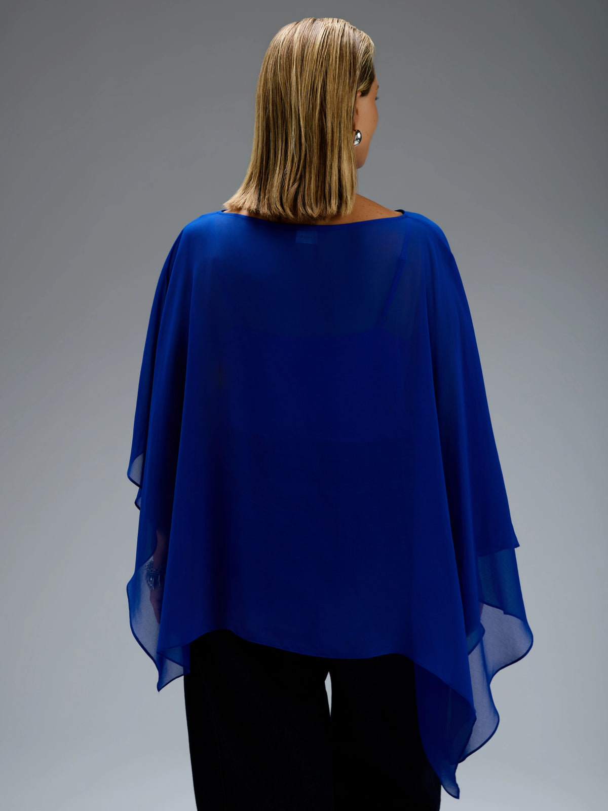 Blue Asymmetric Sheer Cape With Detachable Cami