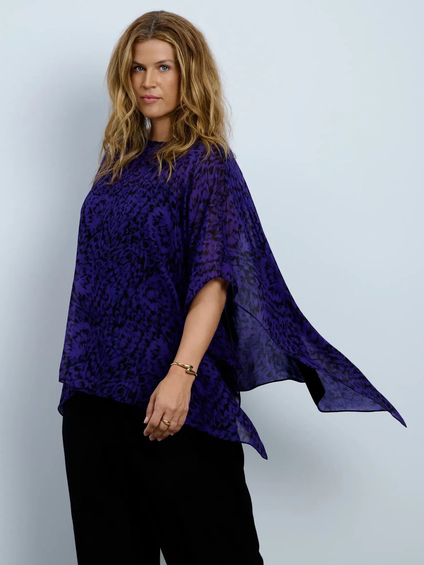 Purple Abstract Print Overlay Top
