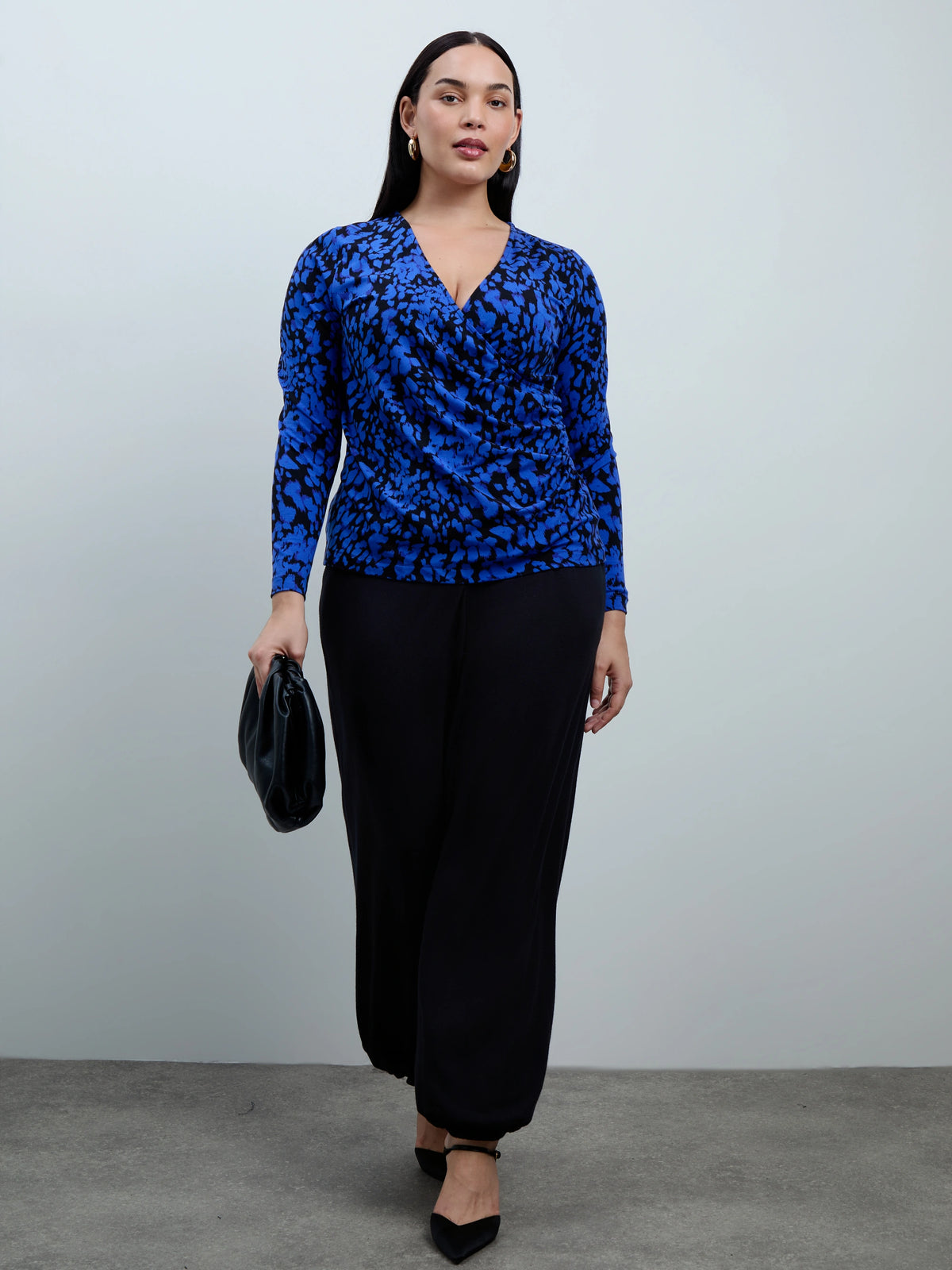 Blue Abstract Print Jersey Long Sleeve Top