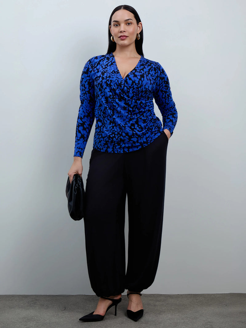 Blue Abstract Print Jersey Long Sleeve Top