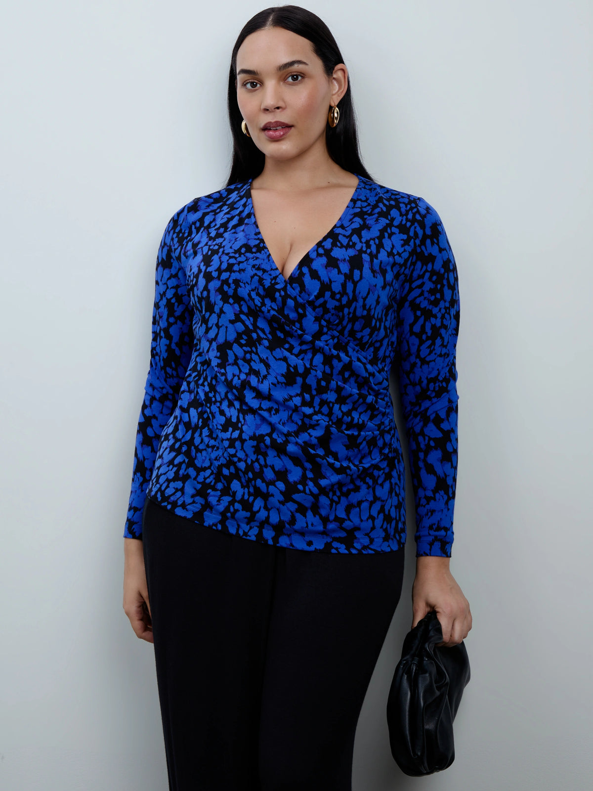 Blue Abstract Print Jersey Long Sleeve Top