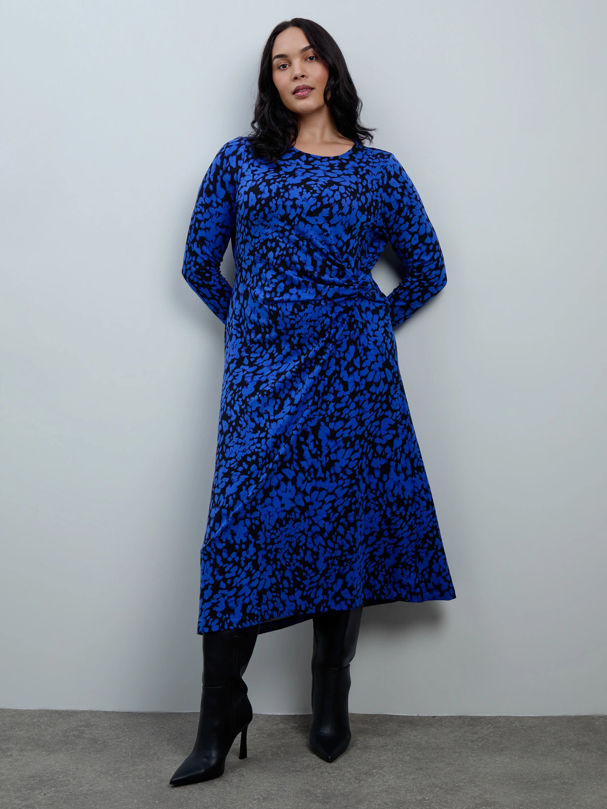 Blue Abstract Print Jersey Midaxi Dress