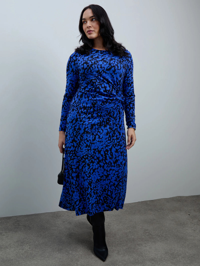 Blue Abstract Print Jersey Midaxi Dress