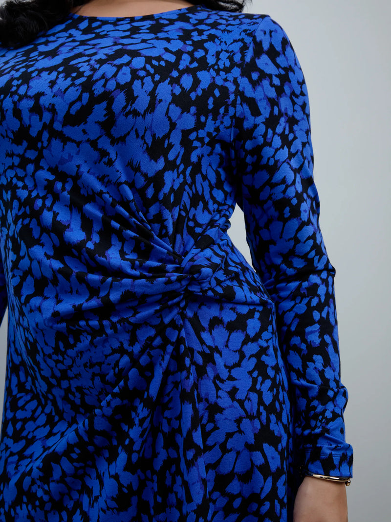 Blue Abstract Print Jersey Midaxi Dress