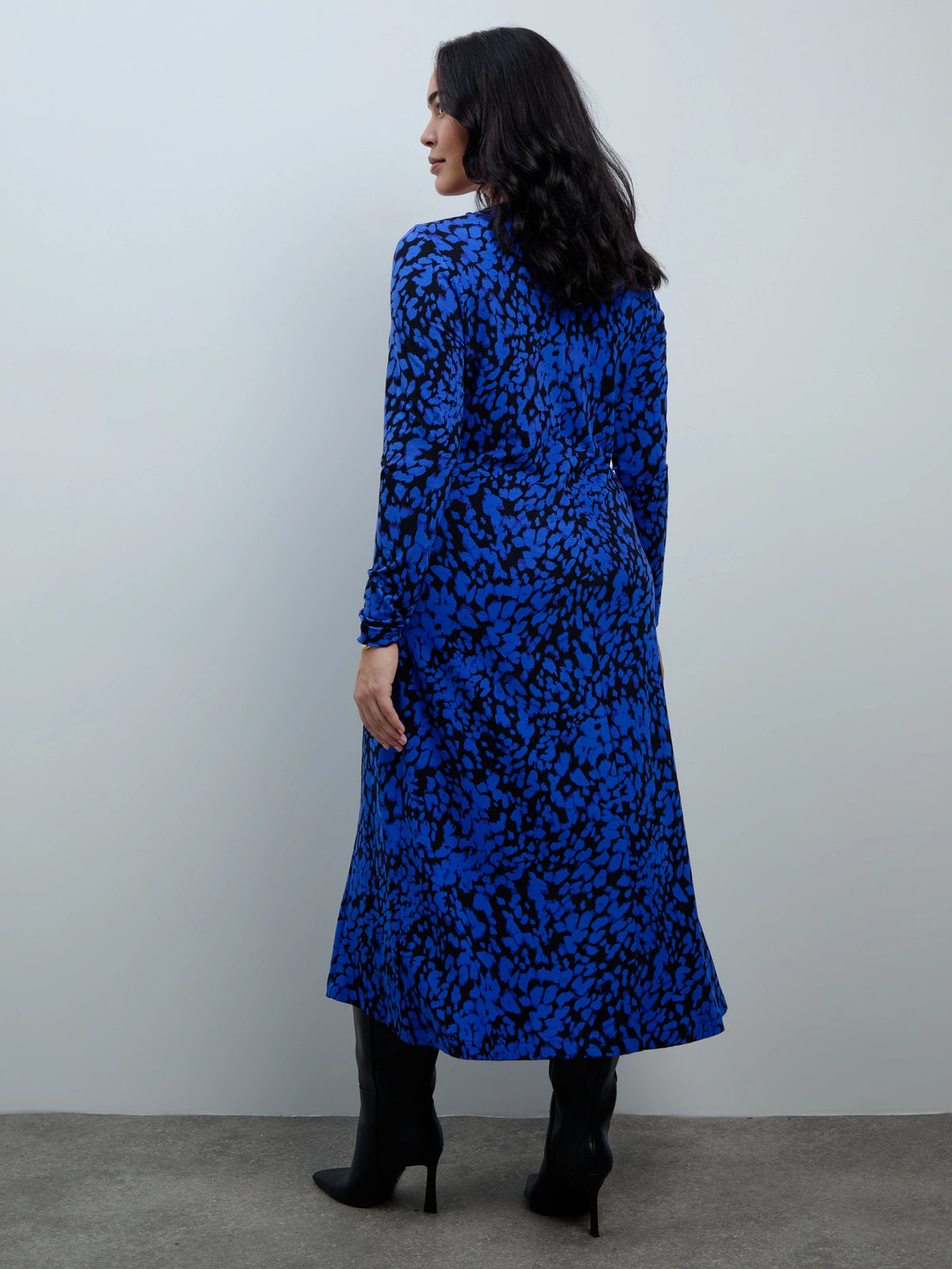Blue Abstract Print Jersey Midaxi Dress