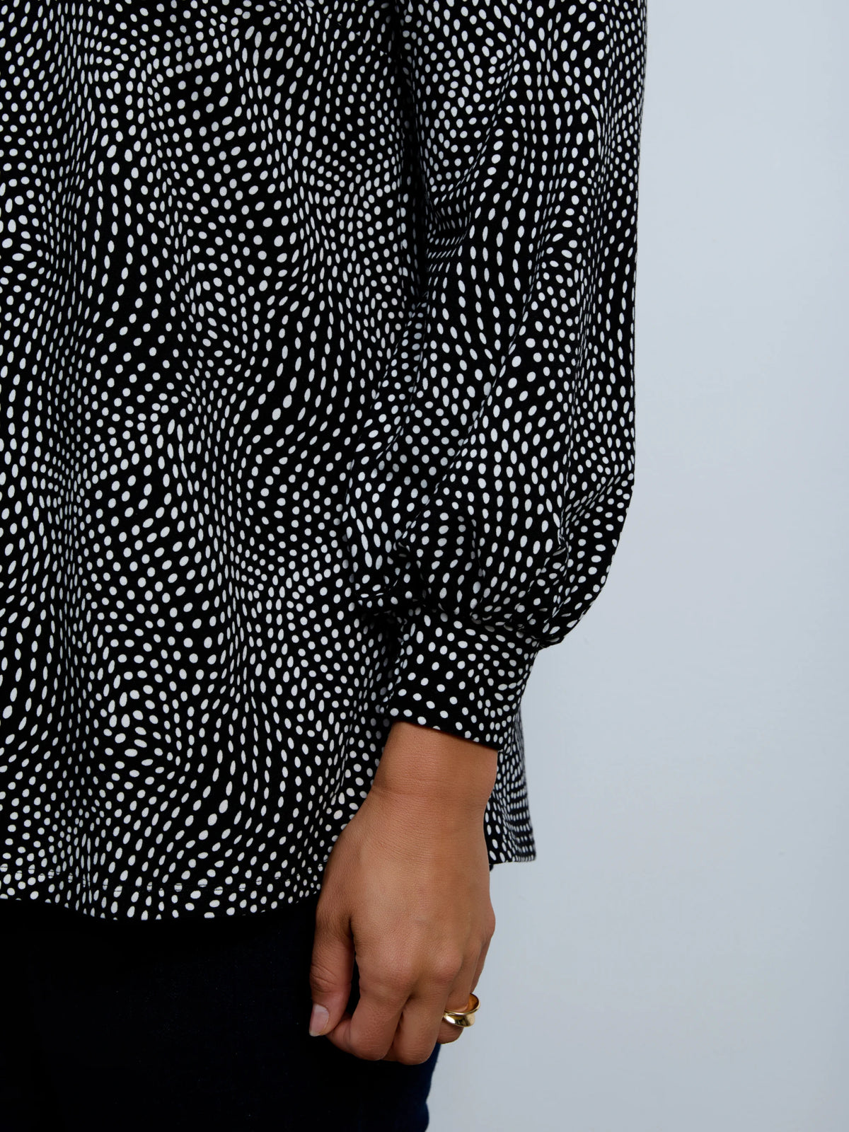 Black Abstract Spot Nehru Collar Tunic