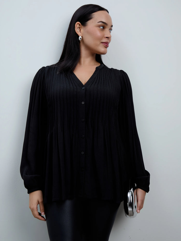 Button Through Pintuck Blouse