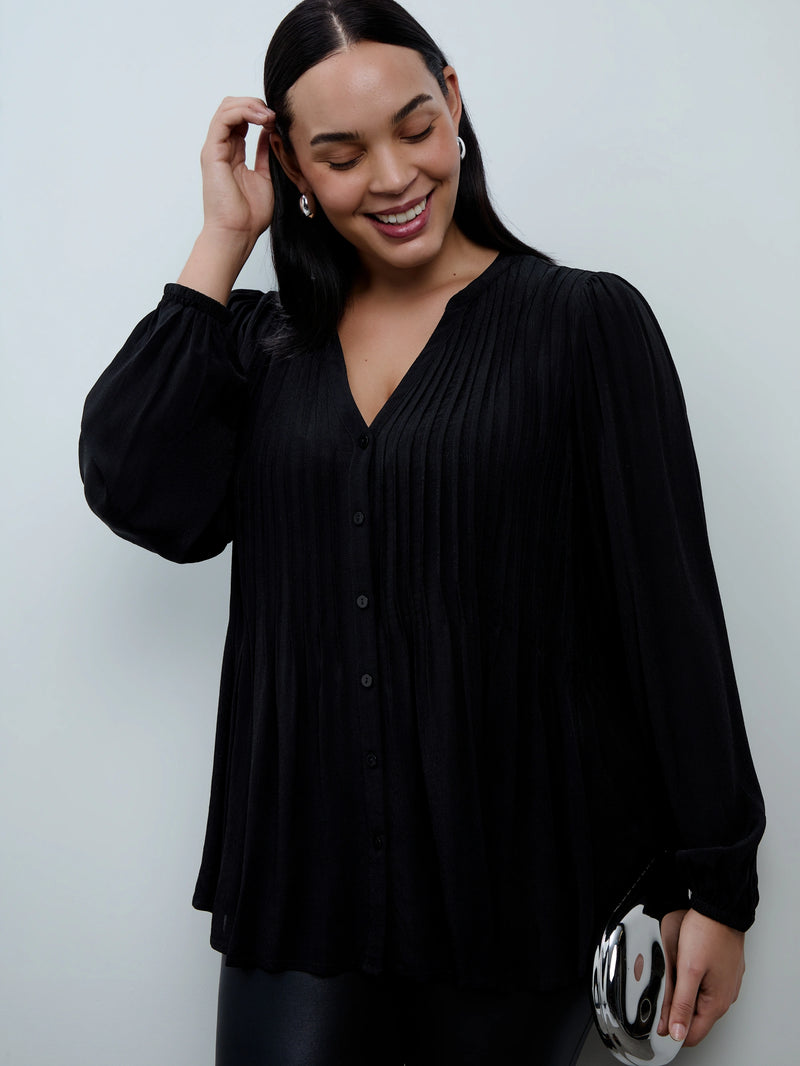 Button Through Pintuck Blouse