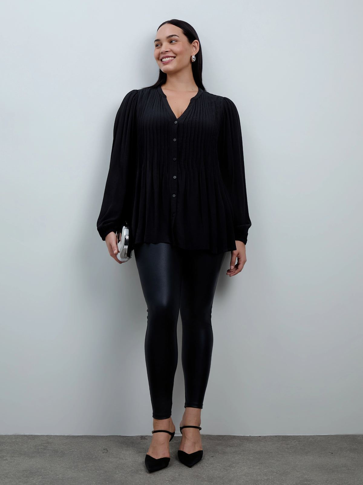 Button Through Pintuck Blouse