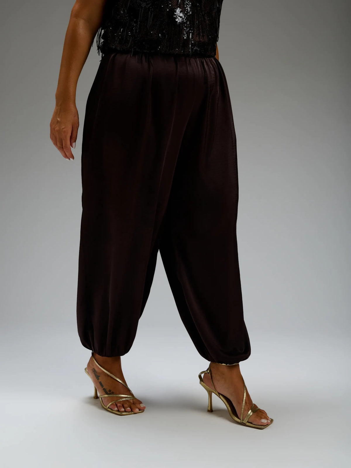 Brown Satin Balloon Trousers