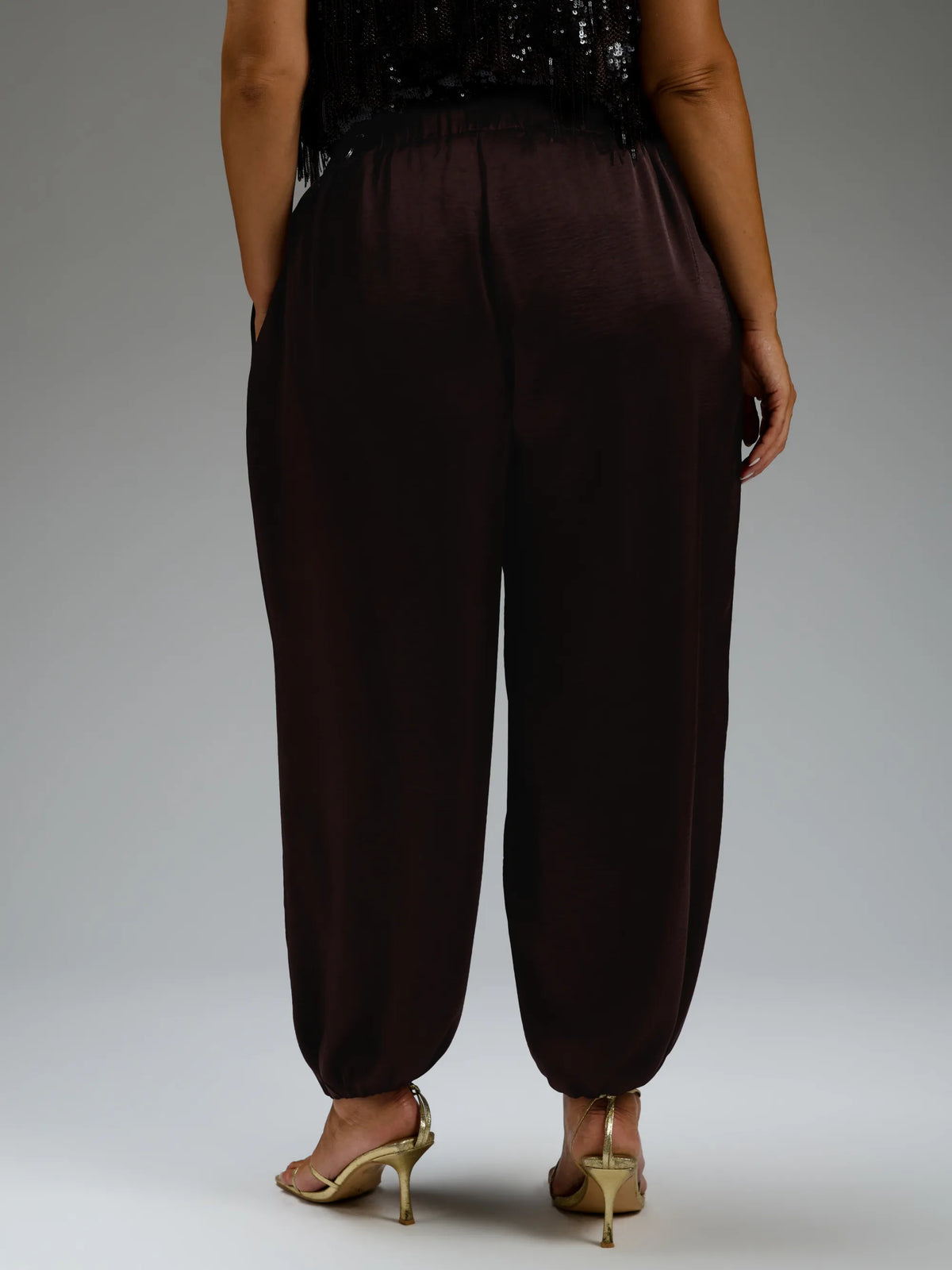 Brown Satin Balloon Trousers
